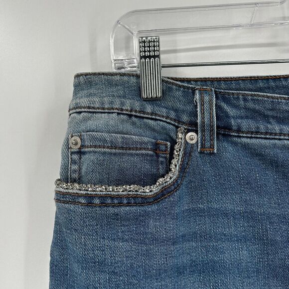 INC INTERNATIONAL CONCEPTS High Rise Embellished Bling Skinny Jeans Size 14 / 32 - Picture 4 of 8